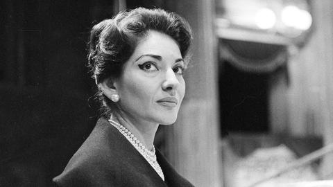 Die Sopranistin Maria Callas in der Mailänder Scala am 8. September 1959 bei einer Aufnahme von Ponchiellis Oper "La Gioconda" 