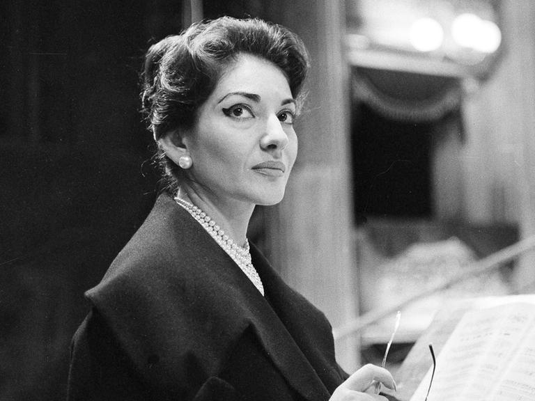 Die Sopranistin Maria Callas in der Mailänder Scala am 8. September 1959 bei einer Aufnahme von Ponchiellis Oper "La Gioconda" 