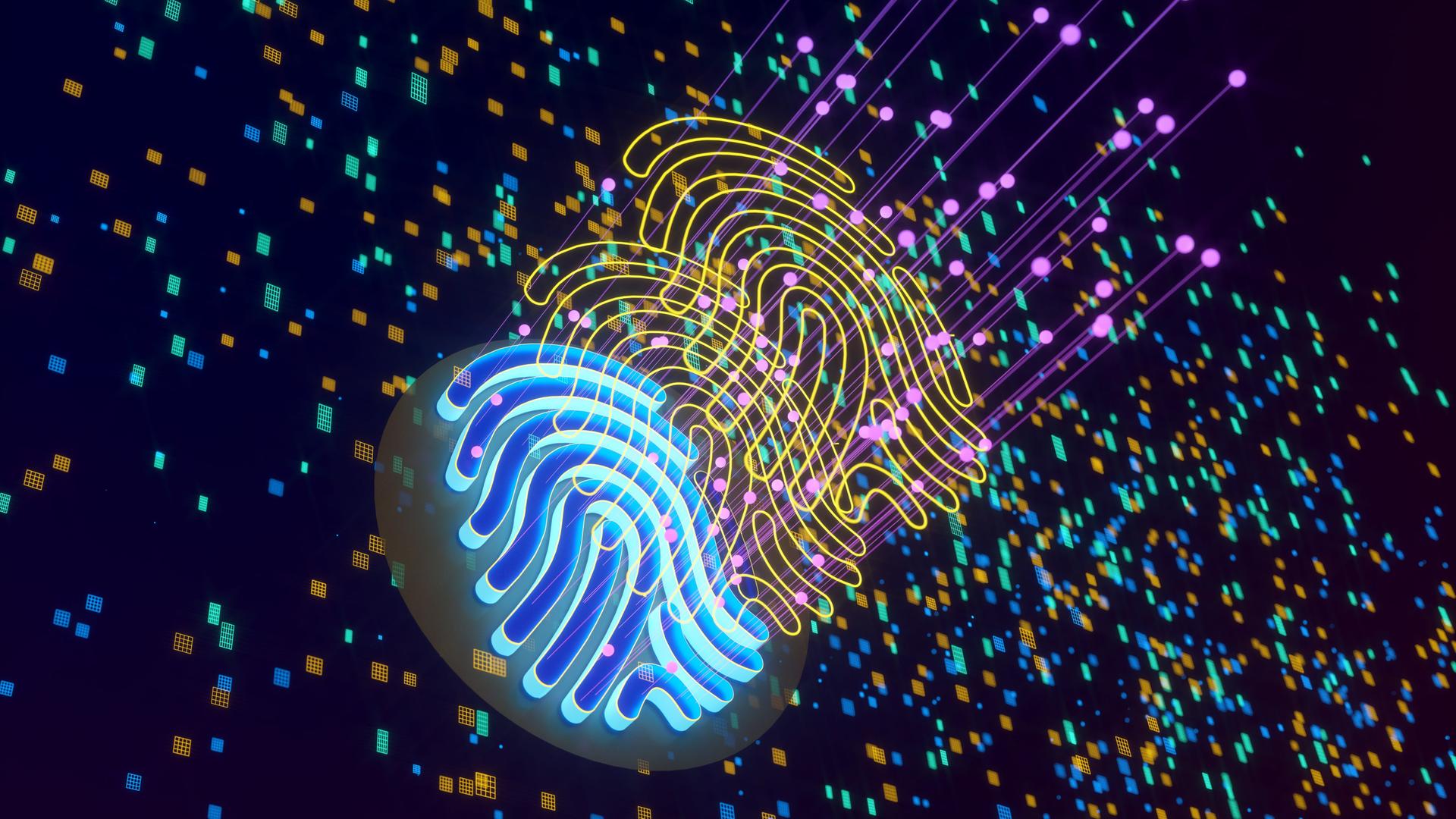 Digital generiertes Bild eines Fingerabdrucks. Digital generiertes Bild eines Fingerabdrucks.