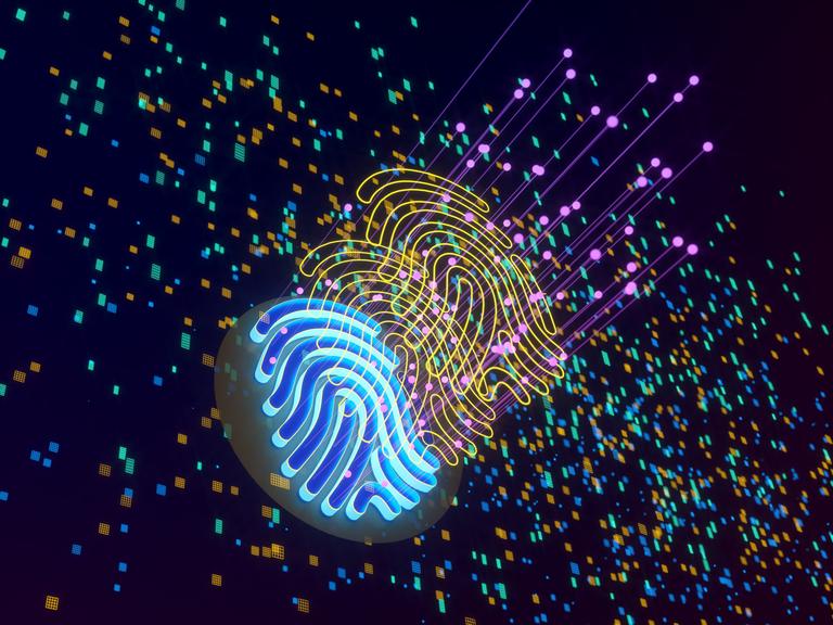 Digital generiertes Bild eines Fingerabdrucks.