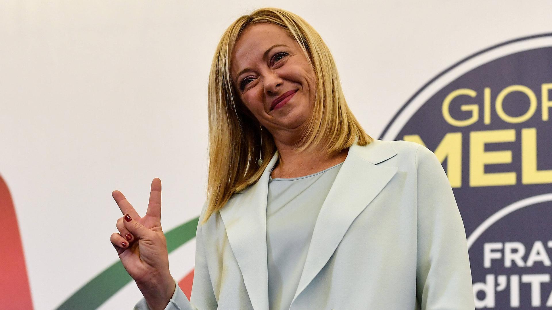 Giorgia Meloni am Wahltag in Rom
