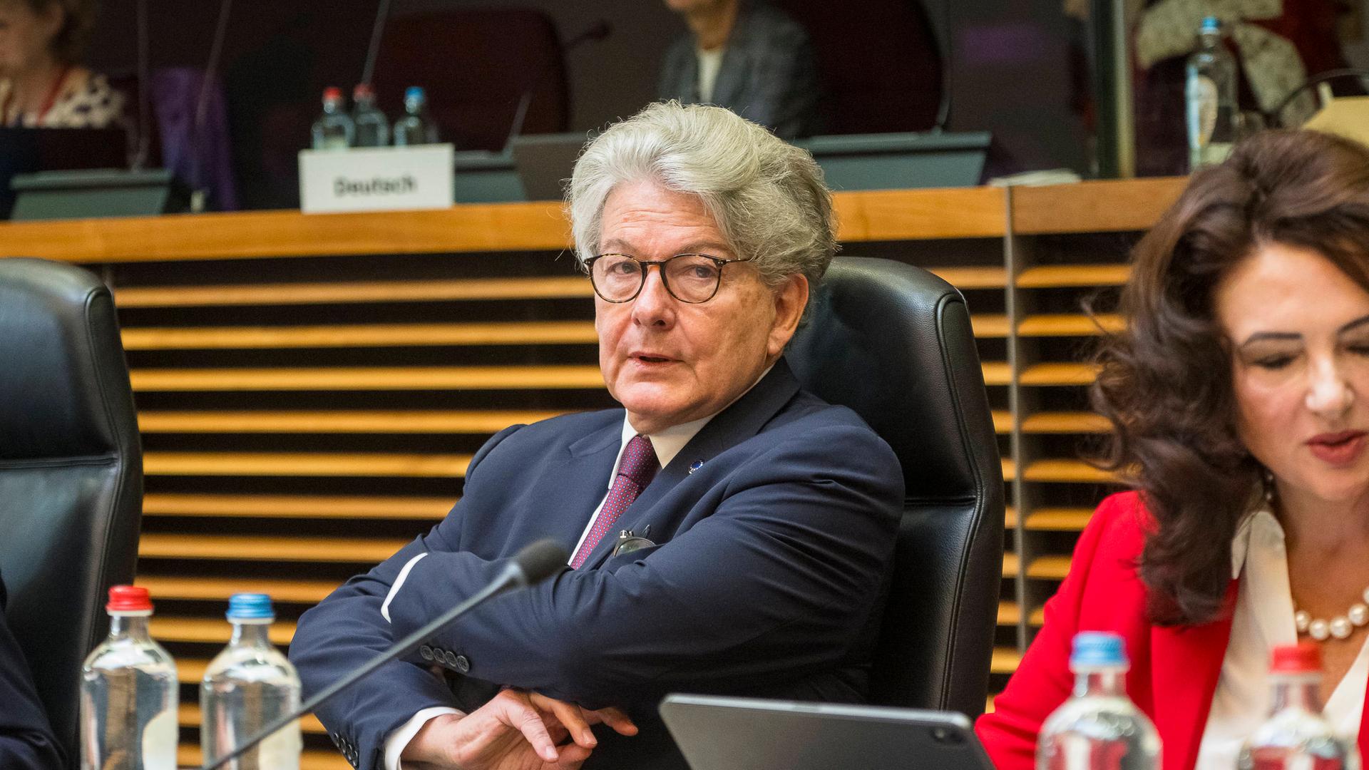 Thierry Breton bei einer Sitzung, EU-Kommissar bis September 2024, (11. September 2024)