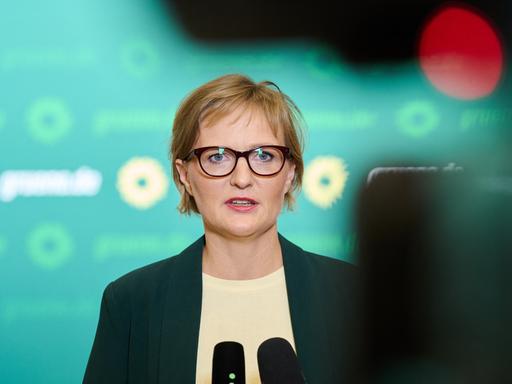 Franziska Brantner (Bündnis 90/ Die Grünen), Bundesvorsitzende gibt ein Statement ab.