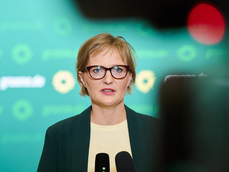 Franziska Brantner (Bündnis 90/ Die Grünen), Bundesvorsitzende gibt ein Statement ab.