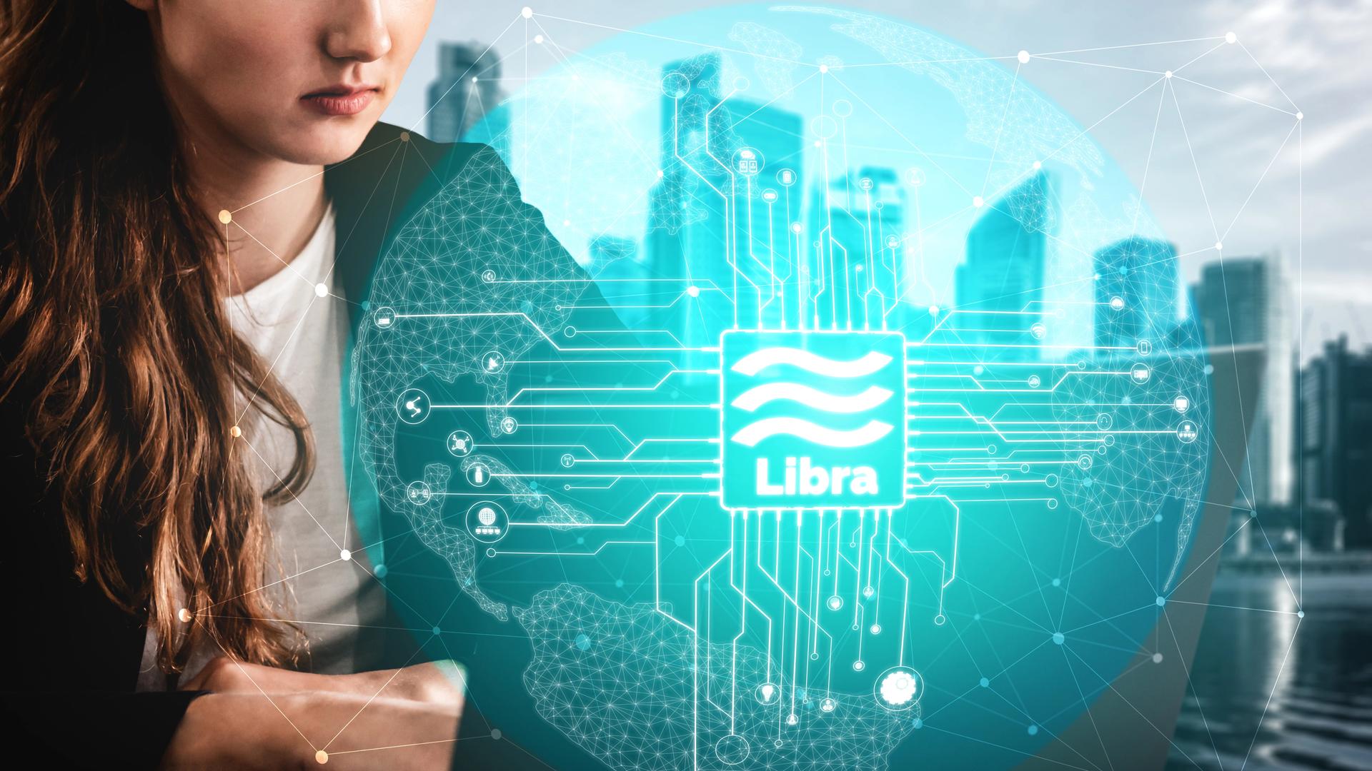 Libra-Kryptowährungsmünze, die neu in die Weltwirtschaft des digitalen Geldes eingeführt wurde. 
