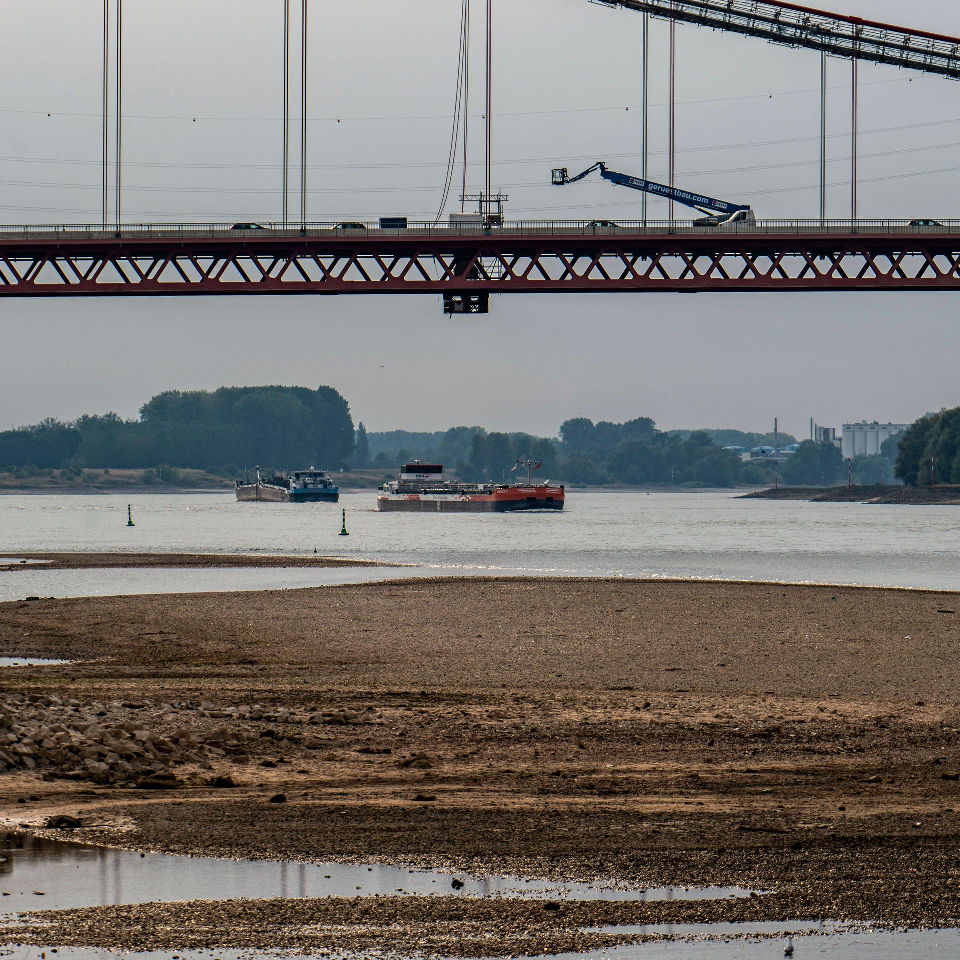 Der Rhein bei Emmerich. Hier ist der Wasser-Pegel besonders niedrig.  