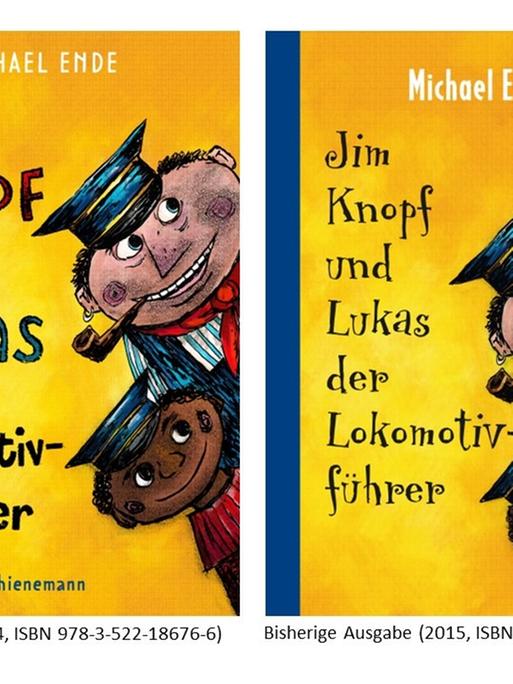 Neues und altes Cover der kolorierten Ausgabe von "Jim Knopf und Lukas der Lokomotivführer" | Thienemann Verlag