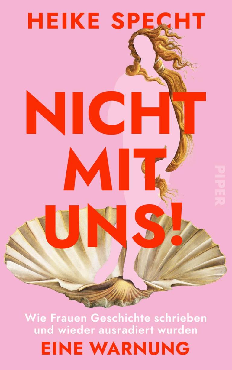 Das Cover des Buches „Nicht mit uns!“ von Heike Specht ist in einem rosafarbenen Grundton gehalten und zeigt eine stilisierte, gesichtslose Frau mit wehendem langem Haar. Die Figur steht in einer Muschel. Das Cover des Buches „Nicht mit uns!“ von Heike Specht ist in einem rosafarbenen Grundton gehalten und zeigt eine stilisierte, gesichtslose Frau mit wehendem langem Haar. Die Figur steht in einer Muschel.