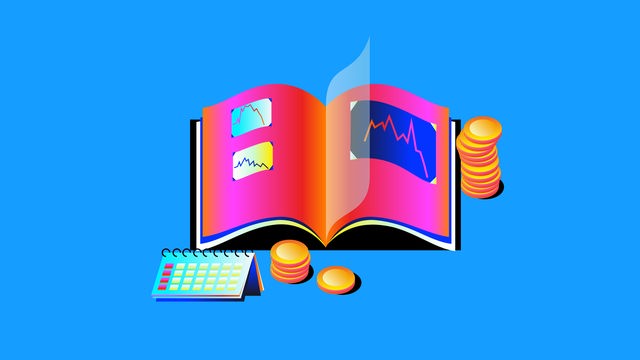 Illustration eines aufgeschlagenen Albums mit historischen Zoll-Diagrammen, daneben Stapel von Geldmünzen und ein aufgeschlagener Kalender.