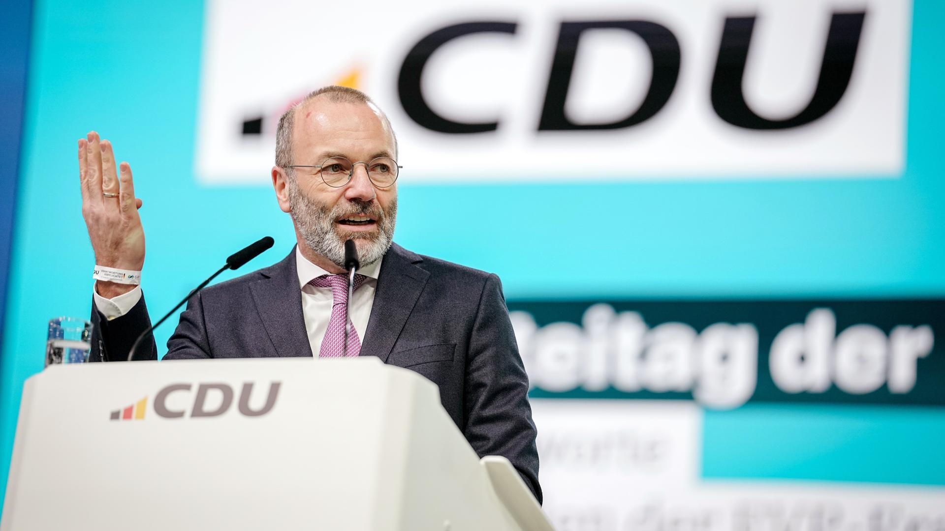 Der EVP-Vorsitzende Manfred Weber auf dem CDU-Bundesparteitag in Stuttgart