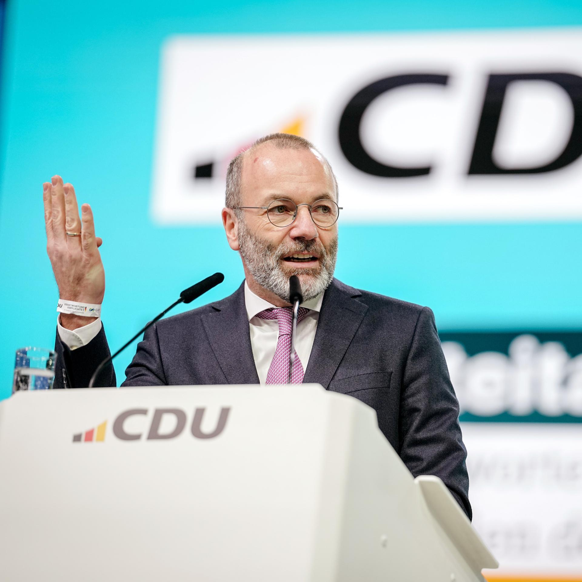 Der EVP-Vorsitzende Manfred Weber auf dem CDU-Bundesparteitag in Stuttgart