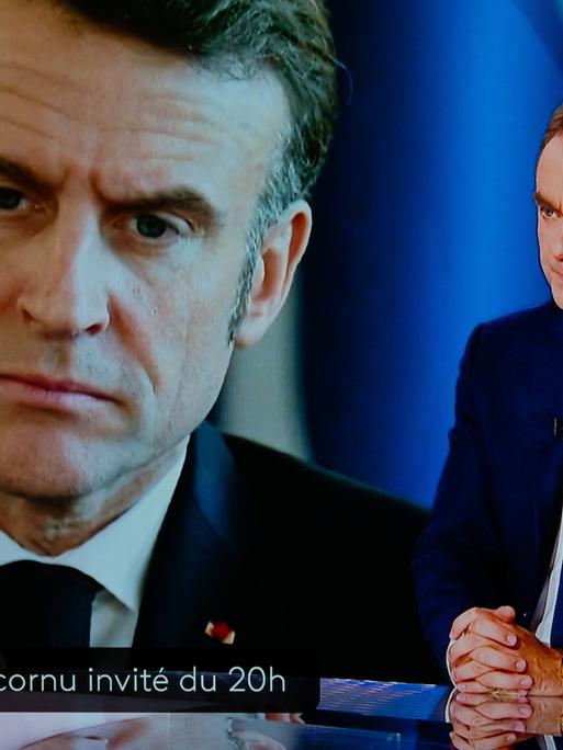 Der zurückgetretene französische Politiker Sébastien Lecornu am 8. Oktober 2025 in einer Nachrichtensendung, nachdem er mit Präsident Emmanuel Macron gesprochen hatte. Der zurückgetretene französische Politiker Sébastien Lecornu am 8. Oktober 2025 in einer Nachrichtensendung, nachdem er mit Präsident Emmanuel Macron gesprochen hatte.