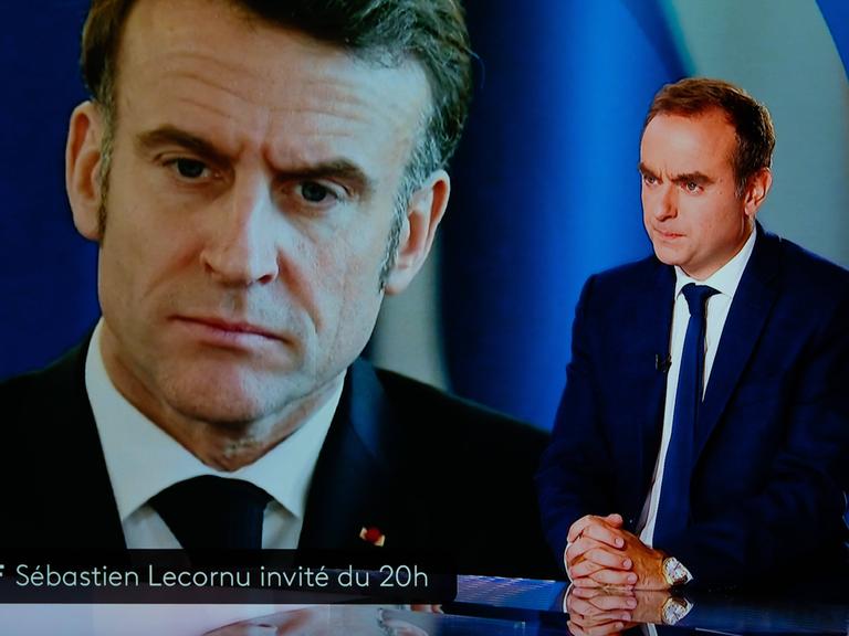 Der zurückgetretene französische Politiker Sébastien Lecornu am 8. Oktober 2025 in einer Nachrichtensendung, nachdem er mit Präsident Emmanuel Macron gesprochen hatte. Der zurückgetretene französische Politiker Sébastien Lecornu am 8. Oktober 2025 in einer Nachrichtensendung, nachdem er mit Präsident Emmanuel Macron gesprochen hatte.