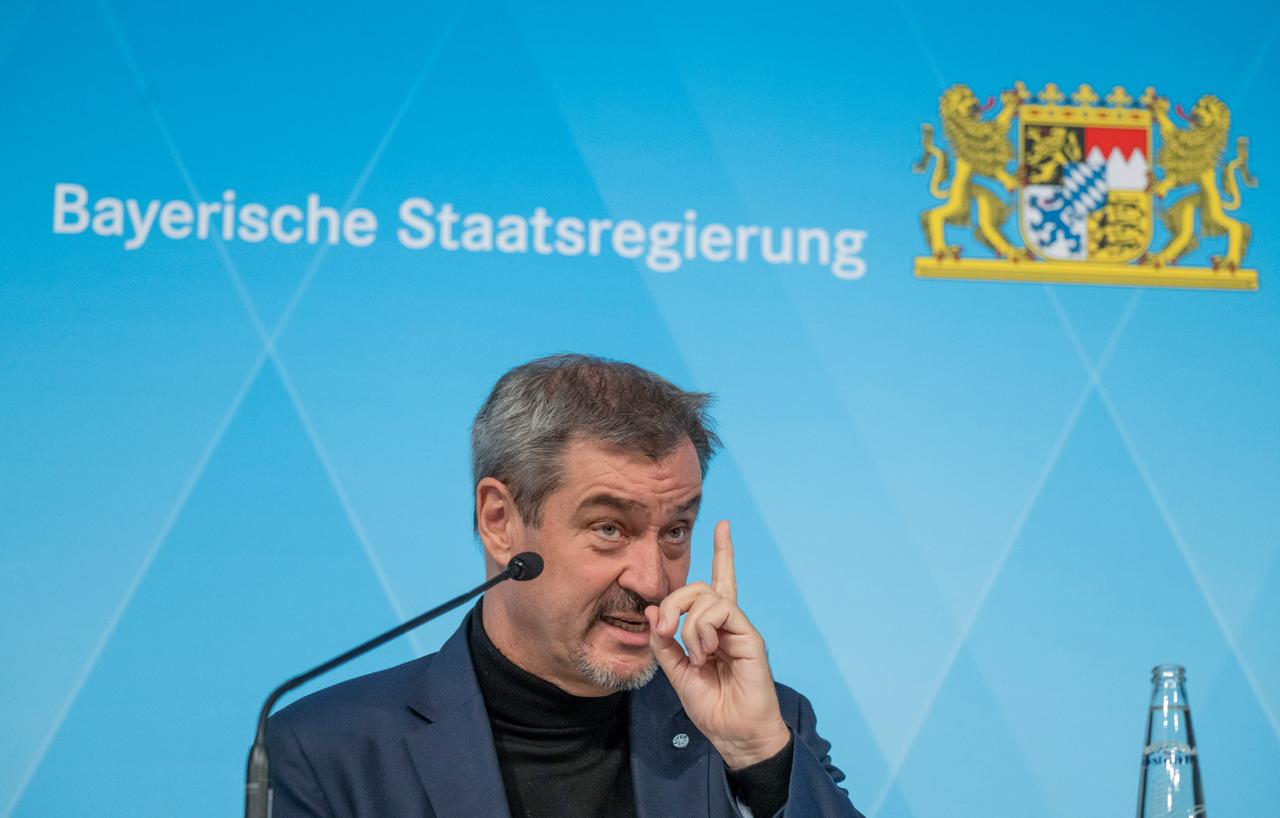 München: Markus Söder, (CSU) Ministerpräsident von Bayern, spricht auf der Pressekonferenz zur Haushaltsklausur des bayerischen Kabinetts.