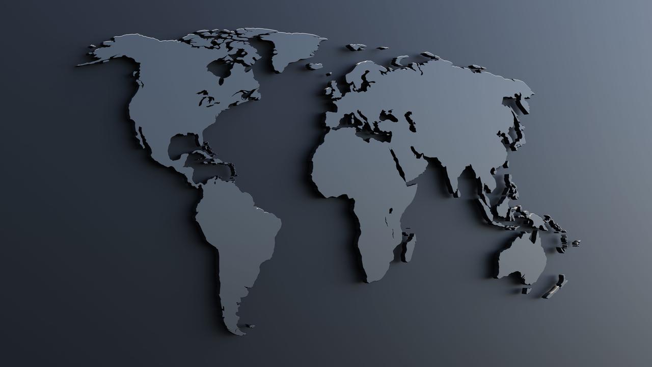 Stilisierte Weltkarte in dunklen Blautönen