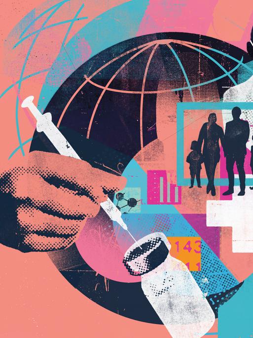 Illustrative Montage zu globaler Wissenschaft, Forschung und Medizin Illustrative Montage zu globaler Wissenschaft, Forschung und Medizin