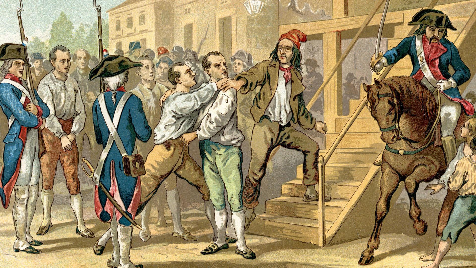 REVOLUTION FRANCAISE DANTON (1759-1794) souriant au bourreau qui veut le separer de son ami DELACROIX : Tu ne pourras em