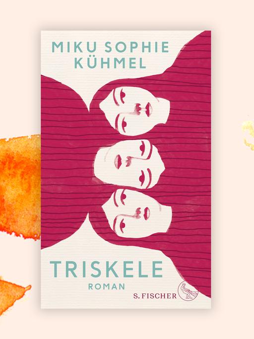 Cover von Miku Sophie Kühmel "Triskele" vor Aquarell-Hintergrund