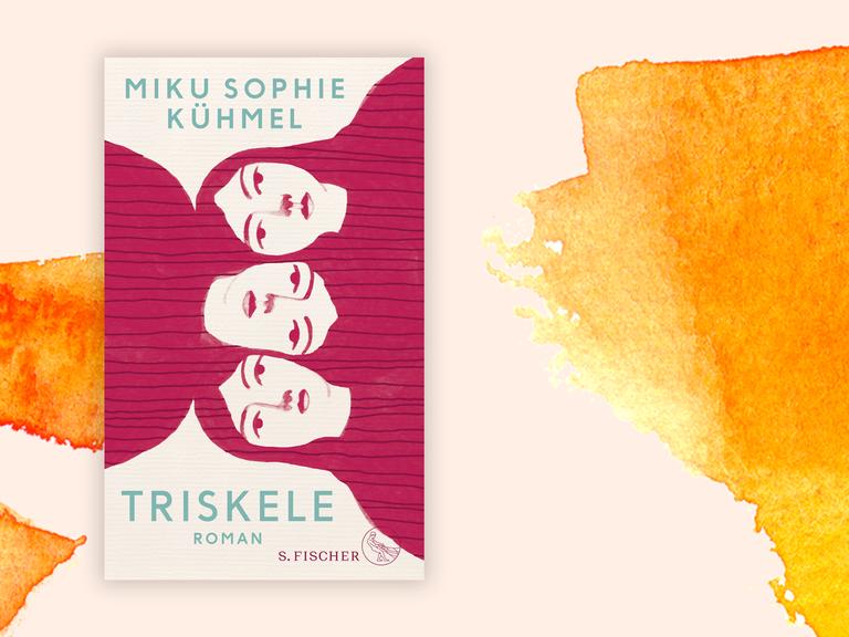 Cover von Miku Sophie Kühmel "Triskele" vor Aquarell-Hintergrund