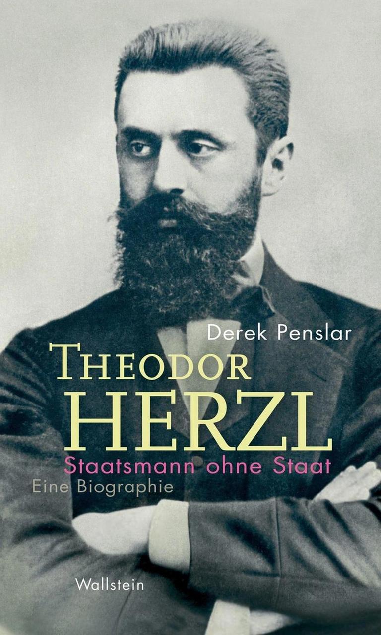 Das Cover zeigt eine schwarzweiße Porträtaufnahme von Theodor Herzl mit verschränkten Armen
