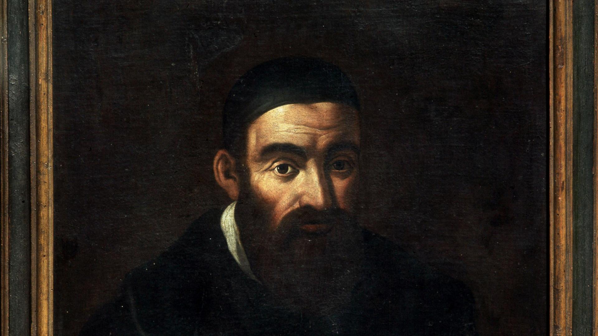 Der italienische Anatom und Chirurg Gabriele Falloppia (1523-1562) von einem unbekannten Zeitgenossen in Öl porträtiert