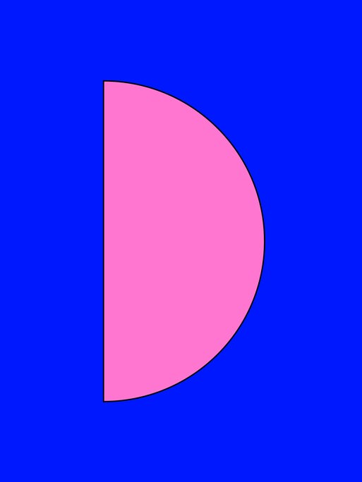 Die Grafik zeigt einen pinken Halbmond auf einem blauen Rechteck.