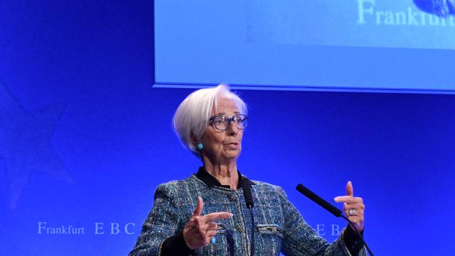 Die Präsidentin der Europäischen Zentralbank, Christine Lagarde, spricht auf dem Bankenkongress in Frankfurt am Main.