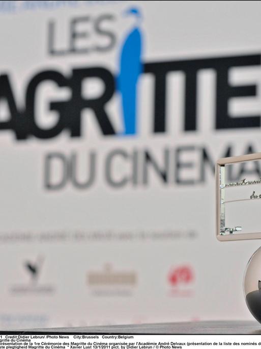 Pressekonferenz zur Verleihung der Magritte du Cinéma, organisiert von der Académie André Delvaux, bei der die von Xavier Lust entworfene Trophäe verliehen wird. 