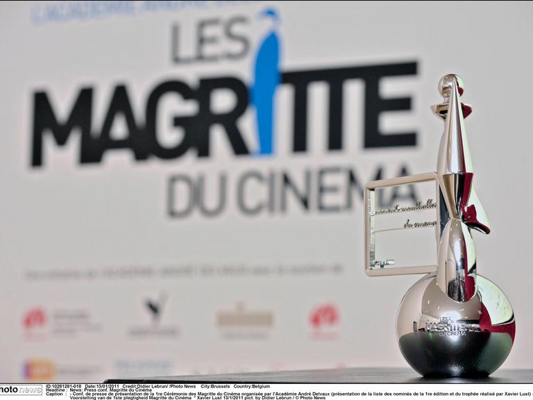 Pressekonferenz zur Verleihung der Magritte du Cinéma, organisiert von der Académie André Delvaux, bei der die von Xavier Lust entworfene Trophäe verliehen wird. 