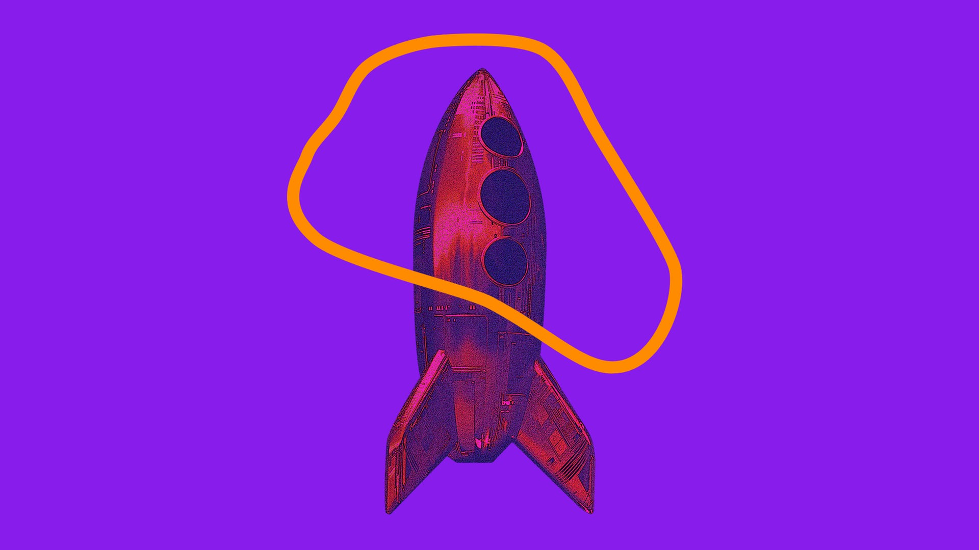 Das Bild zeigt eine stilisierte Rakete.