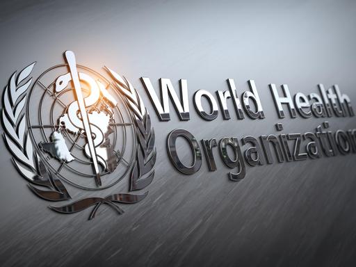 Logo und Schriftzug der World Health Organization (Weltgesundheitsorganisation)