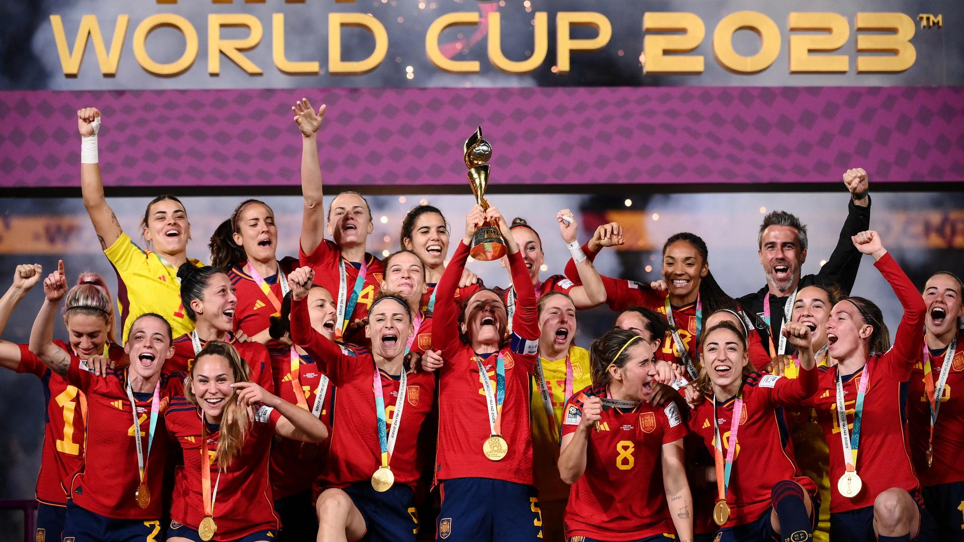Spaniens Fußballerinnen jubeln über ihren ersten Titel bei einer Fußball-WM. 