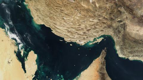 Der Persische Golf, die Straße von Hormus und der Golf von Oman in einer Satellitenaufnahme (undatiert).