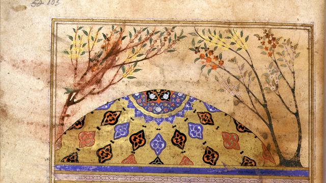 Eine Abbildung aus dem Manuskript Tevarih-i guzide, das um 1560 hergestellt wurde und heute in der British Library aufbewahrt wird, zeigt das Observatorium des Astronomen Nasir ad-Din at-Tusi (1201-1274) in Maragha im 13. Jahrhnundert.