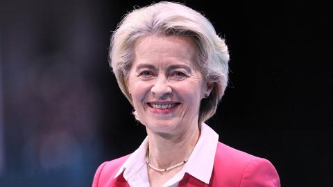 Porträt der EU-Kommissionspräsidentin Ursula von der Leyen beim Parteitag der CDU in Berlin, 8.Mai 2024.