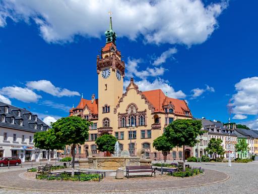 Das Rathaus von Waldheim in Sachsen