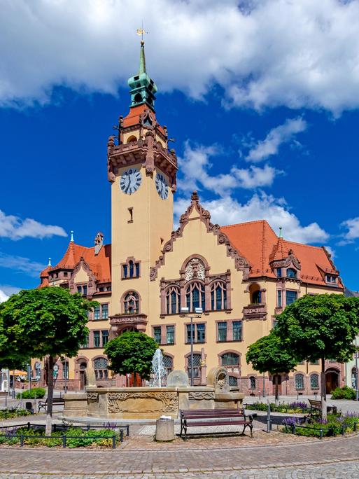 Das Rathaus von Waldheim in Sachsen