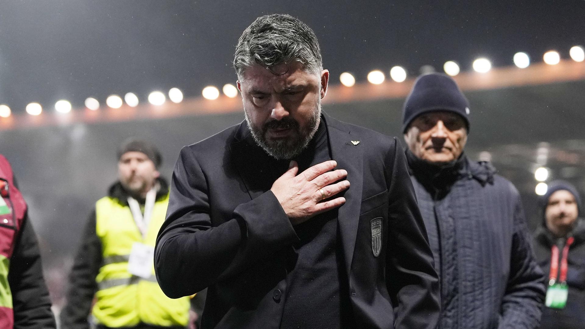 Gennaro Gattuso, Trainer der italienischen Nationalmannschaft, während des letzten Qualifikationsspiels zur Fußball-Weltmeisterschaft 2026 zwischen Bosnien und Herzegowina und Italien im Stadion Bilino Polje in Zenica, Bosnien und Herzegowina.