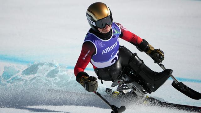 Das Foto zeigt Anna-Lena Forster beim Abfahrt-Rennen.