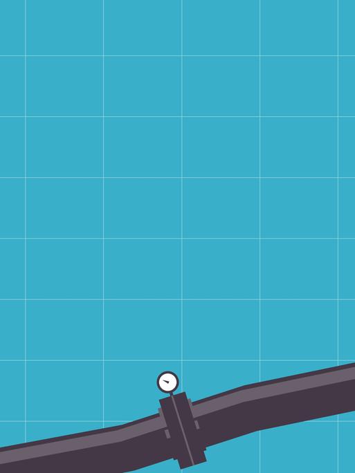 Illustration einer Gaspipelin vor blauem Hintergrund.