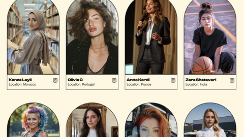 Screenshot der Misswahl-Website mit nebeneinander aufgereihten Porträts der Kandidatinnen.