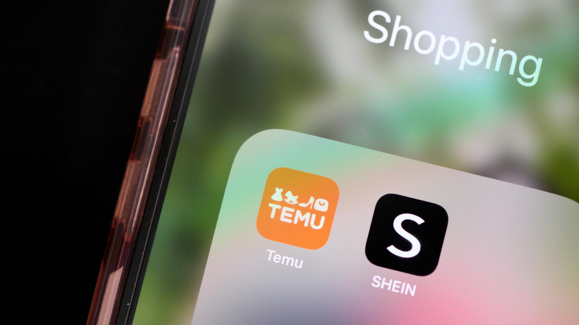 Die Apps der chinesischen Ultra-Fast-Fashion Shops Temu und Shein