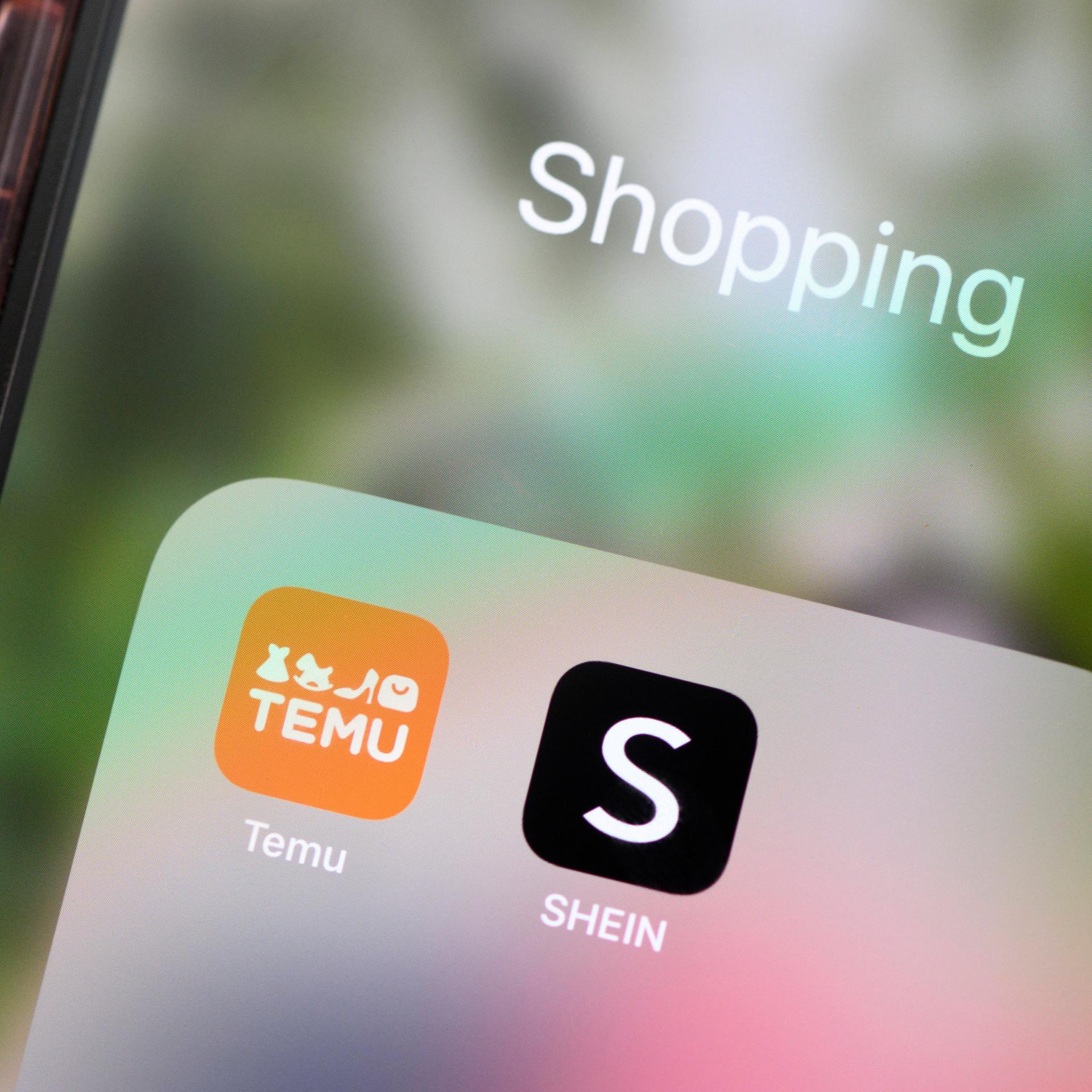 Die Apps der chinesischen Ultra-Fast-Fashion Shops Temu und Shein