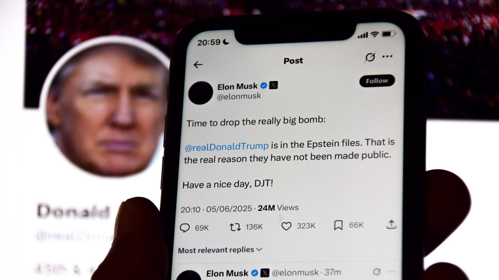 Der Streit zwischen Elon Musk und Donald Trump eskaliert. Ein Bid der Social-Media-Auftritte beider Akteure