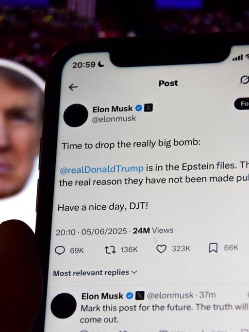 Der Streit zwischen Elon Musk und Donald Trump eskaliert. Ein Bid der Social-Media-Auftritte beider Akteure