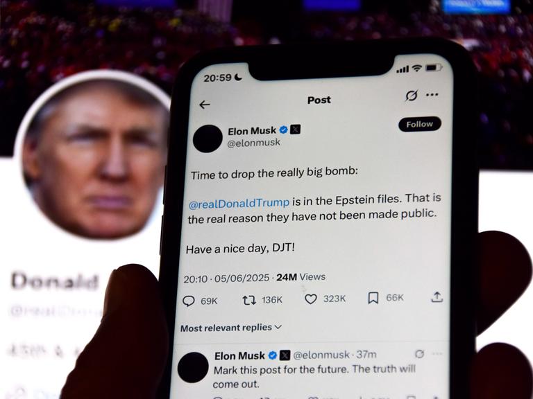 Der Streit zwischen Elon Musk und Donald Trump eskaliert. Ein Bid der Social-Media-Auftritte beider Akteure