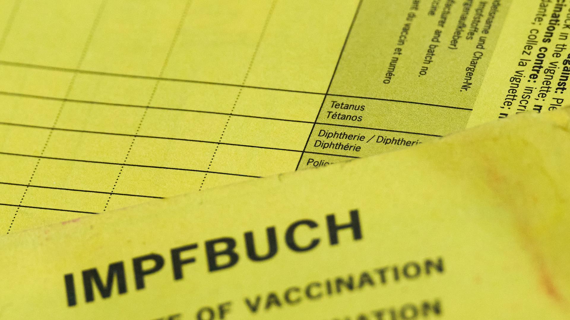 In einem Impfausweis sind die Felder Tetanus, Diphtherie und Polio zum Ankreuzen leer.