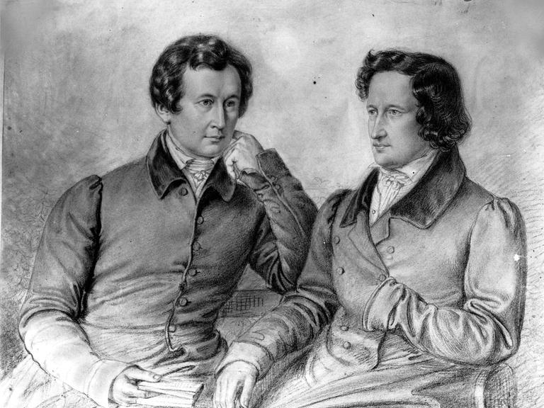 Auf einer Zeichnung ihres jüngeren Bruders Ludwig Emil sind Jacob und Wilhelm Grimm dargestellt.