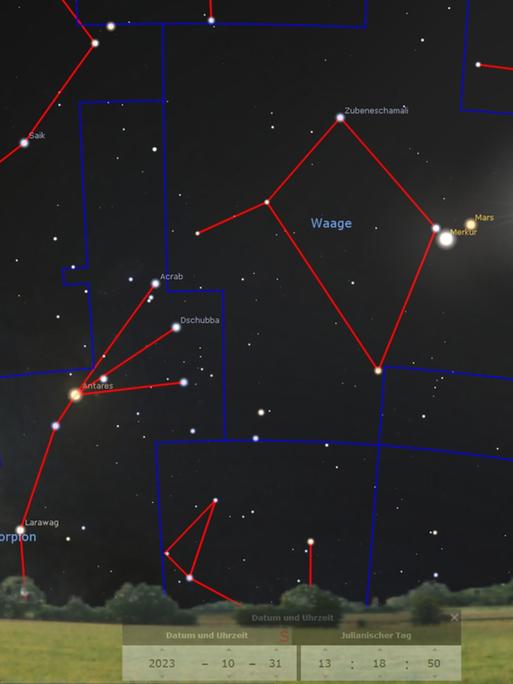 Das Sternbild Waage am Sternenhimmel 