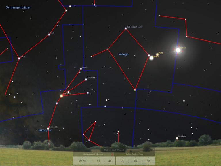 Das Sternbild Waage am Sternenhimmel 